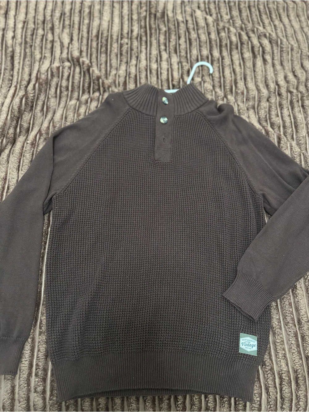 Weatherproof Men's Black Turtleneck Button Placket Sweater